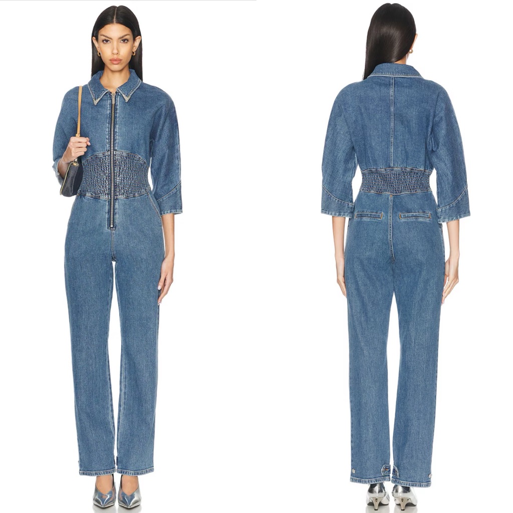 Nwt Retrofete Deidra Western Denim Jumpsuit
